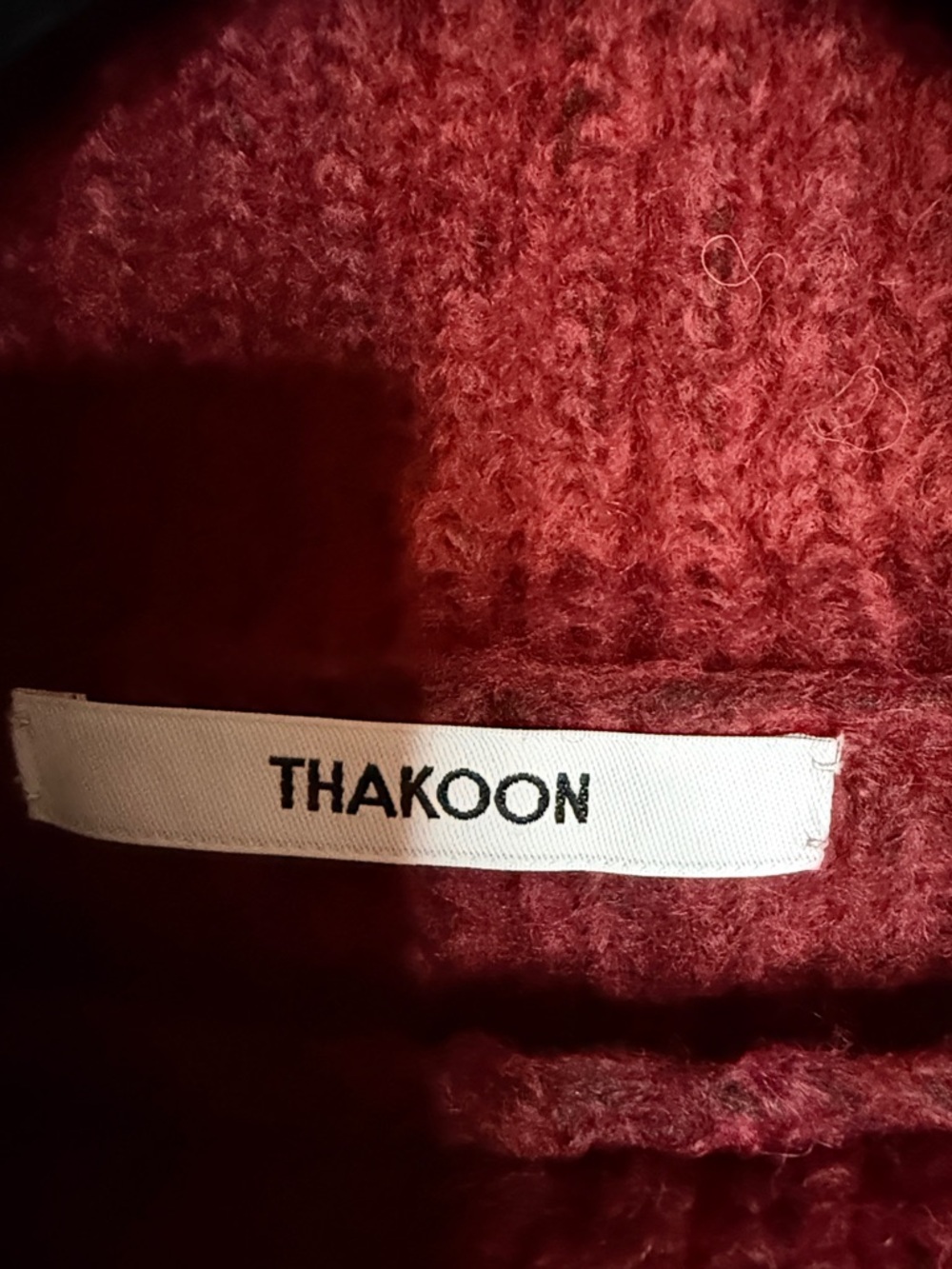 Thakoon Wine Red Cropped Ribbed Turtleneck Sweater - Picture 3 of 5